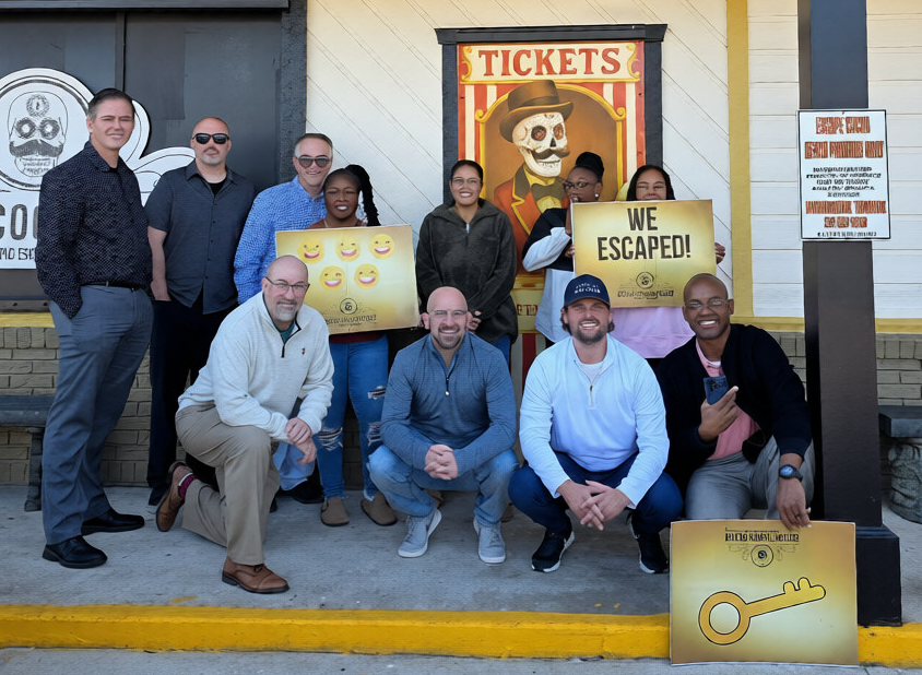 Blue Origin Group photo after a team building out front of Escape Cocoa Beach