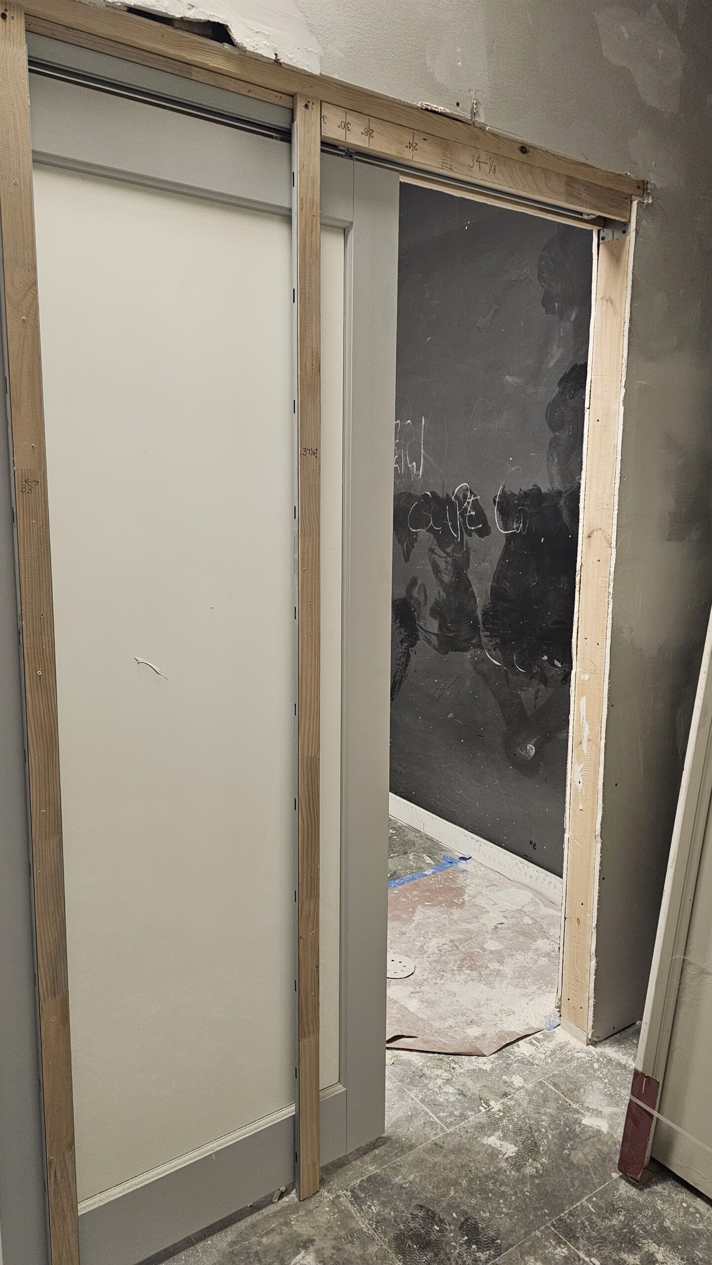 Mogul’s Secret Scandal escape room under construction at Escape Cocoa Beach before theming and finish work.
