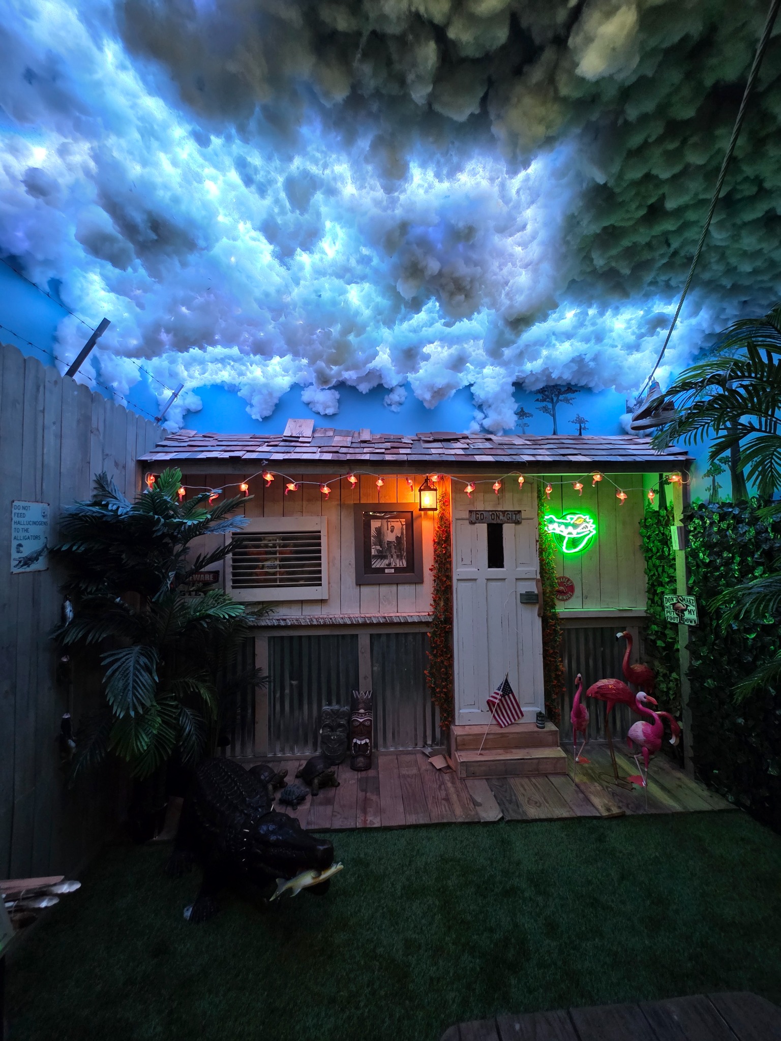 Finished scene inside Florida Man’s Wild Adventure escape room at Escape Cocoa Beach.
