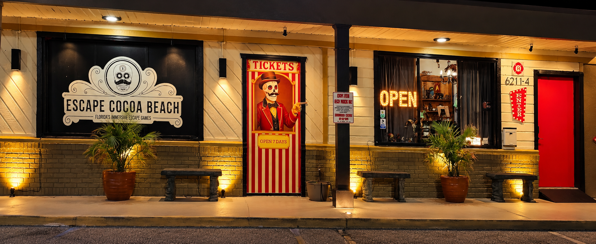 Exterior entrance of Escape Cocoa Beach in Cape Canaveral Florida
